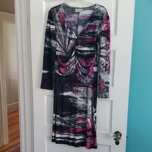 Chic Long Sleeve Dress in Pink and Black